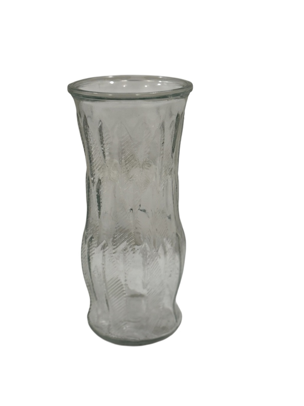 Clear Textured Glass Vase ~ Measurements 9”L x 4” W